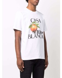 Casablanca Logo Print Round Neck T Shirt