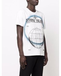 Stone Island Logo Print Round Neck T Shirt