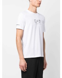 Ea7 Emporio Armani Logo Print Round Neck T Shirt