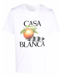 Casablanca Logo Print Round Neck T Shirt