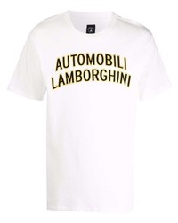 Automobili Lamborghini Logo Print Round Neck T Shirt