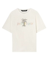 Palm Angels Logo Print Round Neck T Shirt