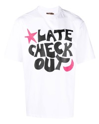 Late Checkout Logo Print Short Sleeved T Shirt