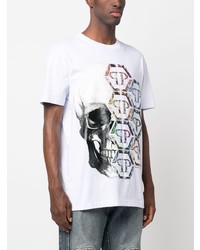 Philipp Plein Logo Print Skull Cotton T Shirt