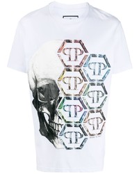 Philipp Plein Logo Print Skull Cotton T Shirt