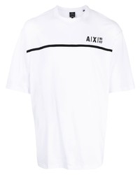 Armani Exchange Logo Print Stripe Detail T Shirt