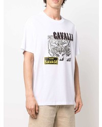 Roberto Cavalli Logo Slogan Print Appliqu T Shirt