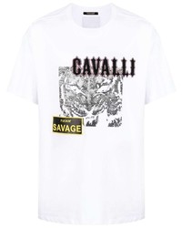 Roberto Cavalli Logo Slogan Print Appliqu T Shirt