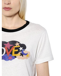 Saint Laurent Love Printed Cotton Jersey T Shirt