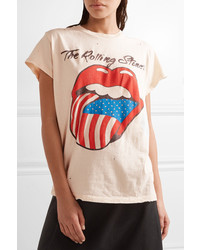 Madeworn The Rolling Stones Us Tour Distressed Printed Cotton Jersey T Shirt Off White