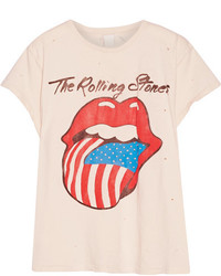Madeworn The Rolling Stones Us Tour Distressed Printed Cotton Jersey T Shirt Off White