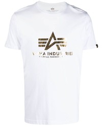 Alpha Industries Metallic Logo Print Cotton T Shirt