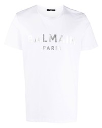 Balmain Metallic Logo Print T Shirt
