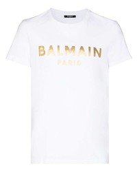 Balmain Metallic Logo Short Sleeve T Shirt