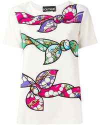Moschino Boutique Tied Scarf Print T Shirt