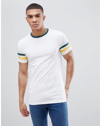 ASOS DESIGN Muscle Fit T Shirt With Contrast Sleeve Panels