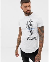 Religion Muscle Fit T Shirt With Praying Skeleton Print