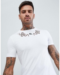 ASOS DESIGN Muscle Fit T Shirt With Snake Yoke Print