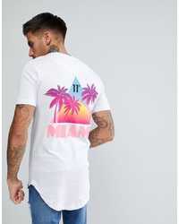 11 Degrees Muscle T Shirt In White With Miami Back Print