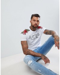 Aces Couture Muscle T Shirt With Rose Detail