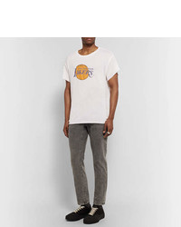 The Elder Statesman Nba Los Angeles Lakers Printed Cashmere And Silk Blend T Shirt