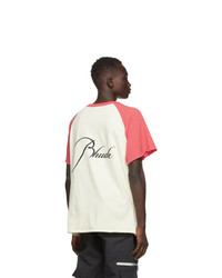 Rhude Off White And Red Raglan Logo T Shirt