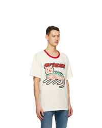Gucci Off White Cat Print Oversize T Shirt