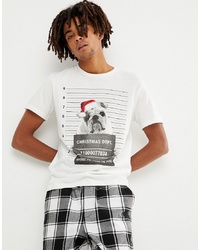 Jack & Jones Originals Christmas T Shirt With Bulldog Graphic