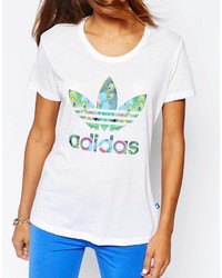 adidas Originals Fitted T Shirt With Bird Print Trefoil Logo