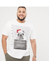 Jack & Jones Originals Plus Size Christmas T Shirt With Bulldog Graphic