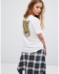 RVCA Oversized Boyfriend T Shirt With Illustrated Tiger Back Print