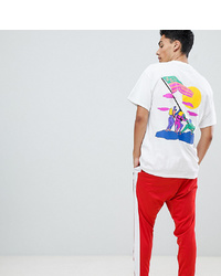 Crooked Tongues Oversized T Shirt In White With Flag Print