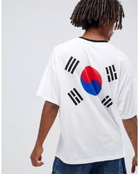 ASOS DESIGN Oversized T Shirt With South Korea Flag Print And Chest Embroidery