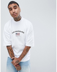 ASOS DESIGN Oversized Turtle Neck T Shirt With Flag And Text Print With Half Sleeve