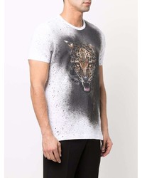 Roberto Cavalli Paint Splatter Tiger Print T Shirt