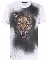 Roberto Cavalli Paint Splatter Tiger Print T Shirt