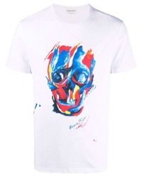 Alexander McQueen Painterly Skull Print Short Sleeve T Shirt