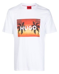 Hugo Palm Tree Print Cotton T Shirt