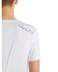 Gucci Pen Effect Wolf Printed Jersey T Shirt