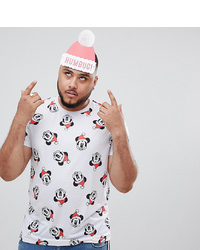 ASOS DESIGN Plus Christmas Mickey Mouse T Shirt With All Over Santa Print