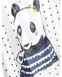 Choies Polka Dots Print Loose T Shirt With Panda Pattern
