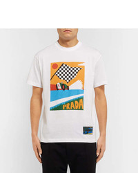 Prada Printed Cotton Jersey T Shirt