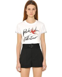 RED Valentino Printed Cotton Jersey T Shirt W Tulle