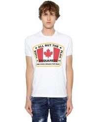 DSQUARED2 Printed Flag Cotton Jersey T Shirt
