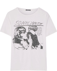 R 13 R13 Sonic Youth Printed Cotton And Cashmere Blend Jersey T Shirt White
