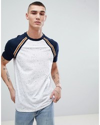 ASOS DESIGN Raglan T Shirt In Interest Fabric With Contrast Sleeves And Taping In White