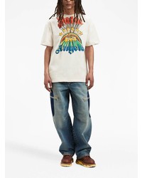 Palm Angels Rainbow Graphic Crew Neck T Shirt