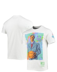 Mitchell & Ness Ray Allen White Milwaukee Bucks Hardwood Classics Draft Day Colorwash T Shirt