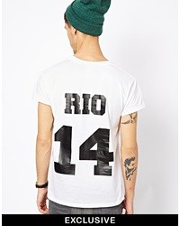 Reclaimed Vintage Baseball T Shirt With Rio Back Print White
