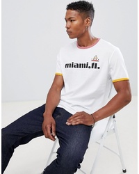 ASOS DESIGN Relaxed T Shirt With Contrast Ringer And Miami Print